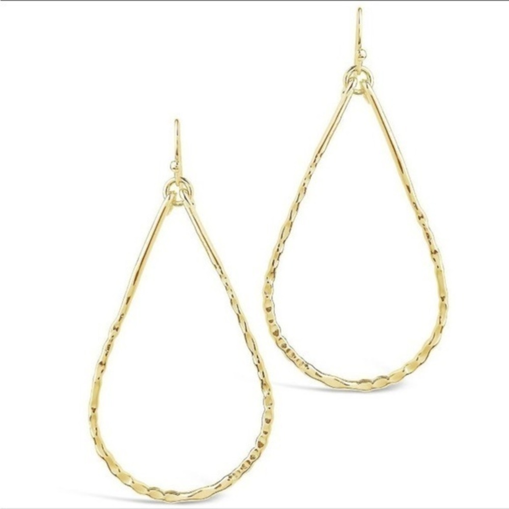 Gold Teardrop Dangle Earrings Hoops
